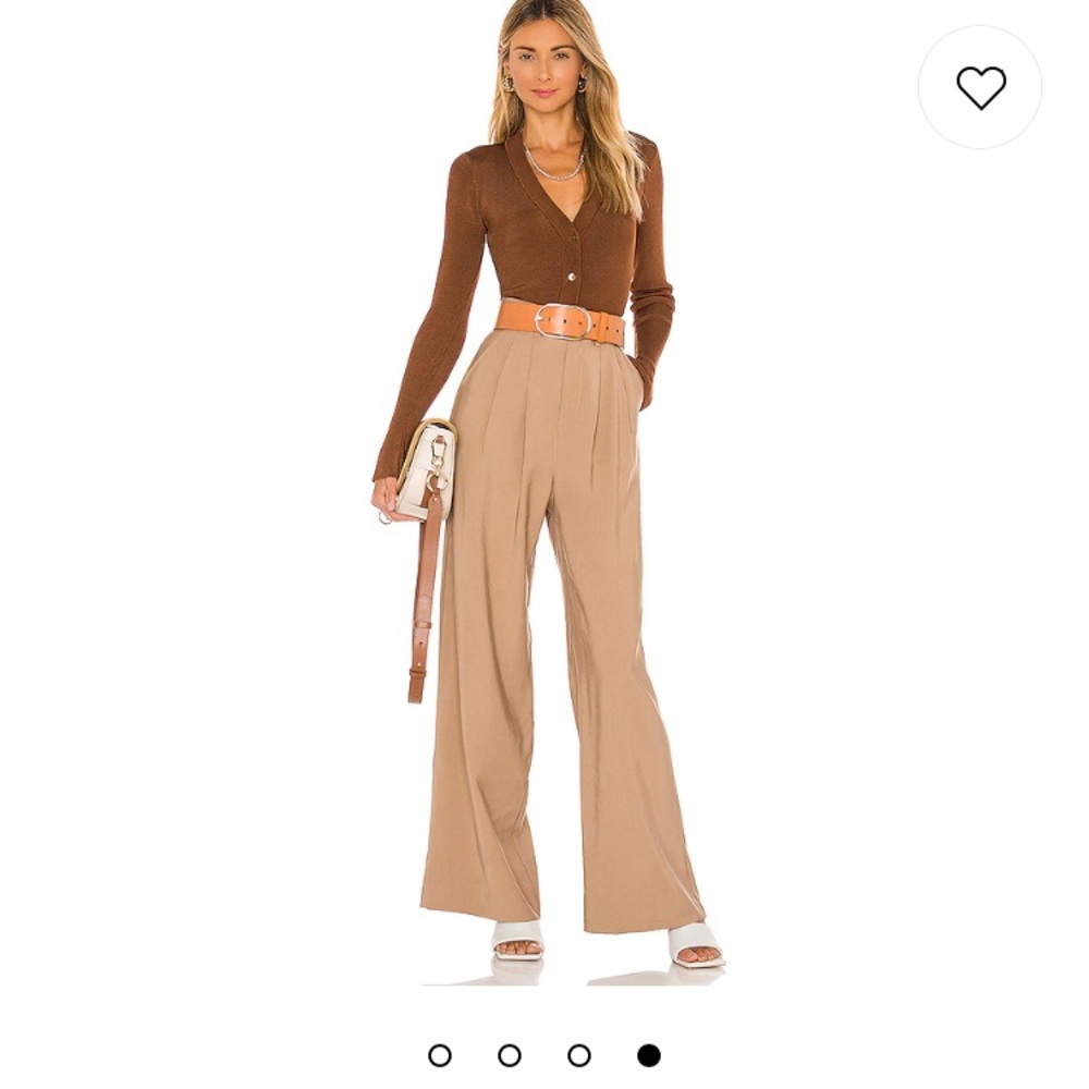 NONchalant Brown Ribbed Top with Tan Wide-Leg Pants
